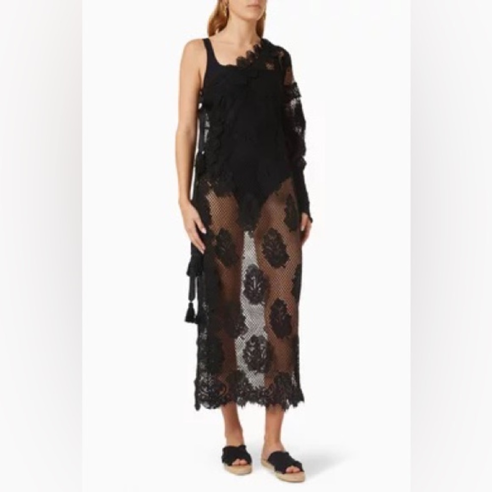 WAIMARI La Croisette Dress in Black Lace Dress Cover Up Size Small